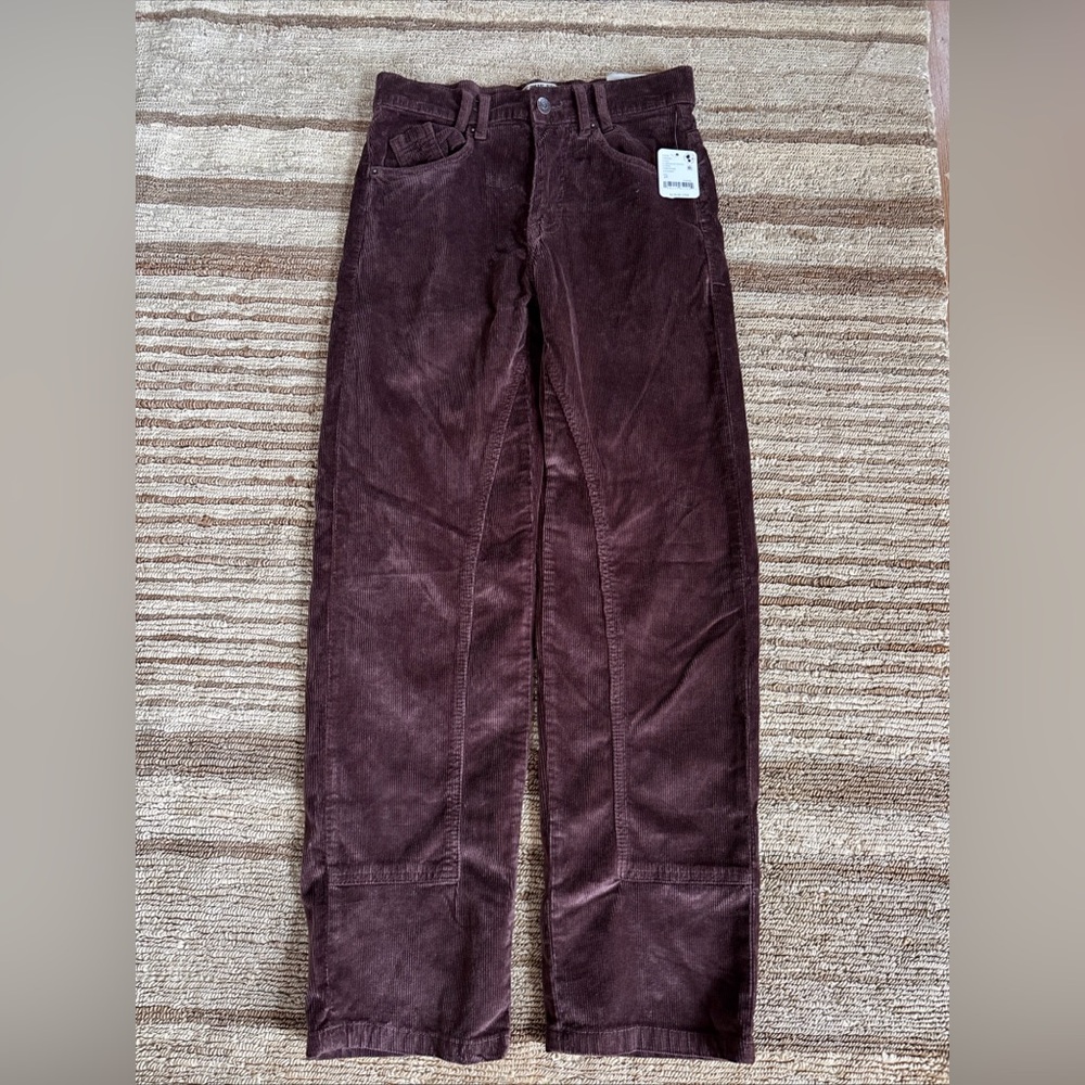 We The Free Corduroy Straight-Leg Pants in Deep Burgundy